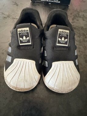 Adidas Kids Black & White Slip-On Shell-Toe Sneakers - Toddler size 6c